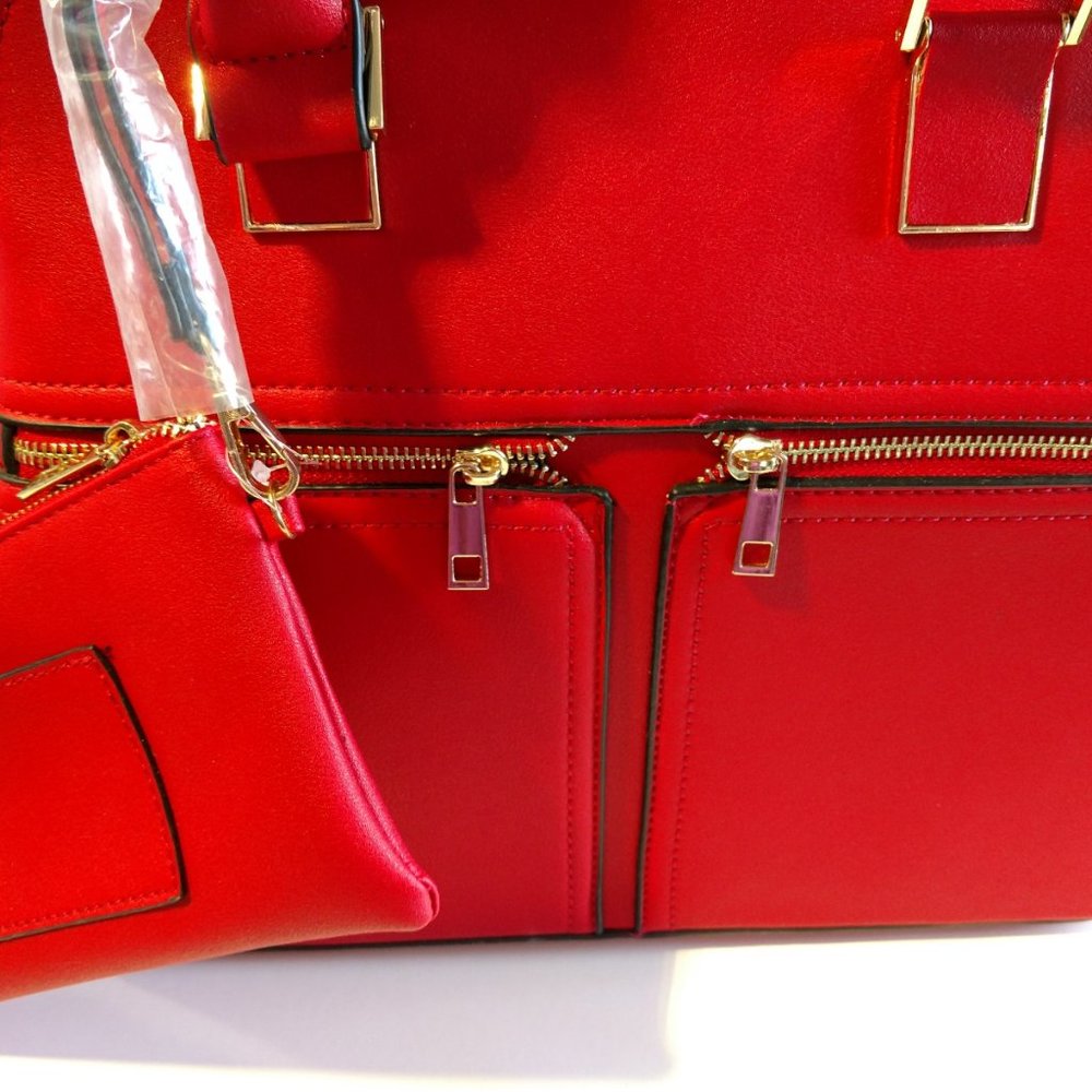 Red and Gold Handbag With Wallet